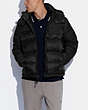 COACH®,SIGNATURE HOODED PUFFER JACKET,Nylon/Polyester,Black,Scale View