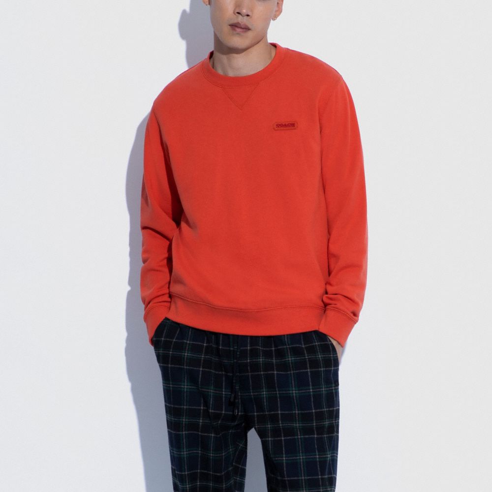 COACH®,Essential Crewneck In Organic Cotton,Organic Cotton,Sweatshirt,Casual,,Scale View