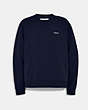 COACH®,ESSENTIAL CREWNECK IN ORGANIC COTTON,Organic Cotton,Navy,Front View