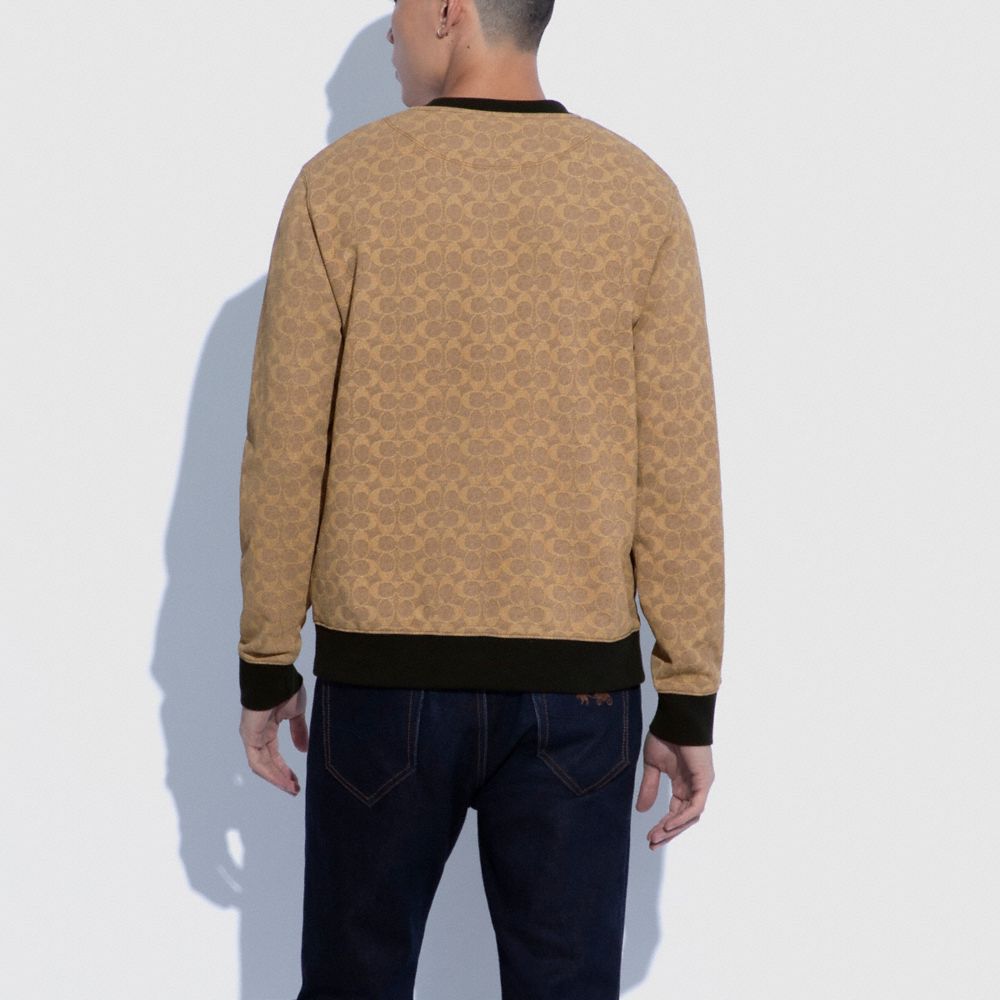 COACH®,ESSENTIAL CREWNECK IN ORGANIC COTTON,Tan Signature,Scale View