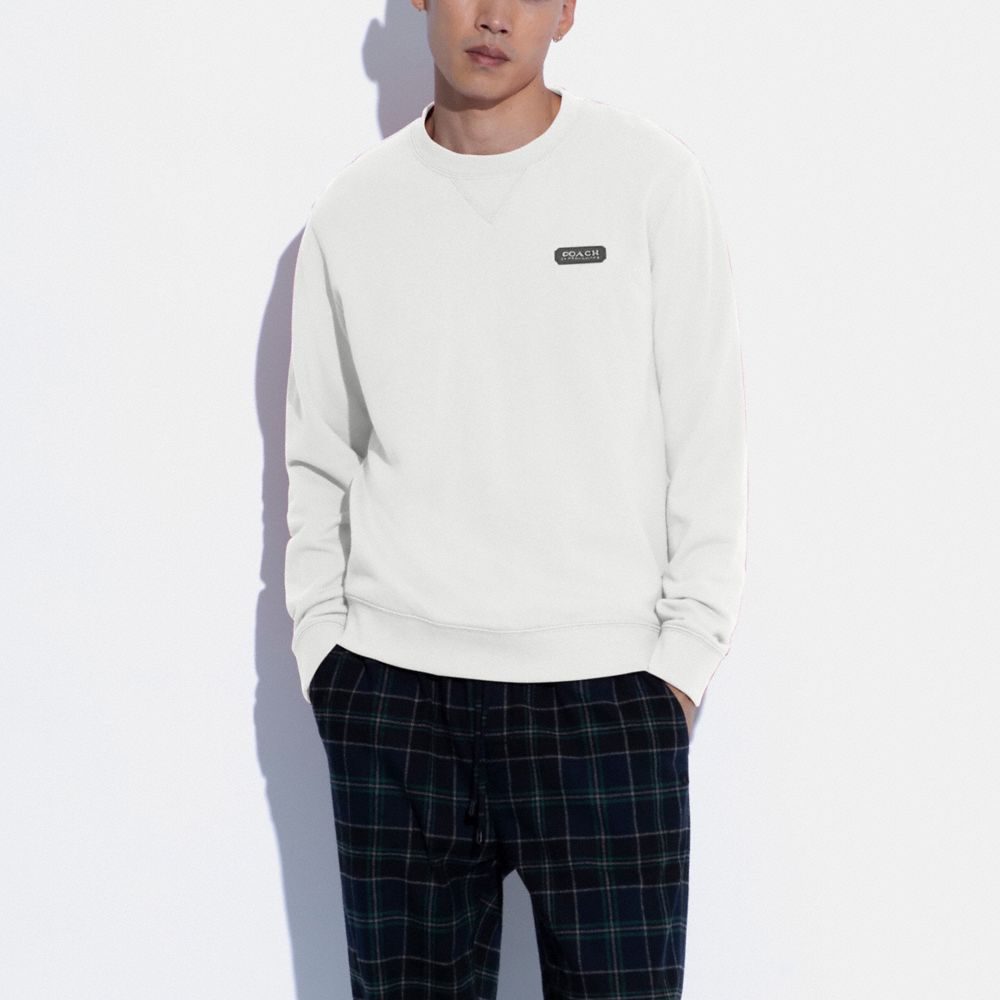 COACH®,ESSENTIAL CREWNECK IN ORGANIC COTTON,White,Scale View