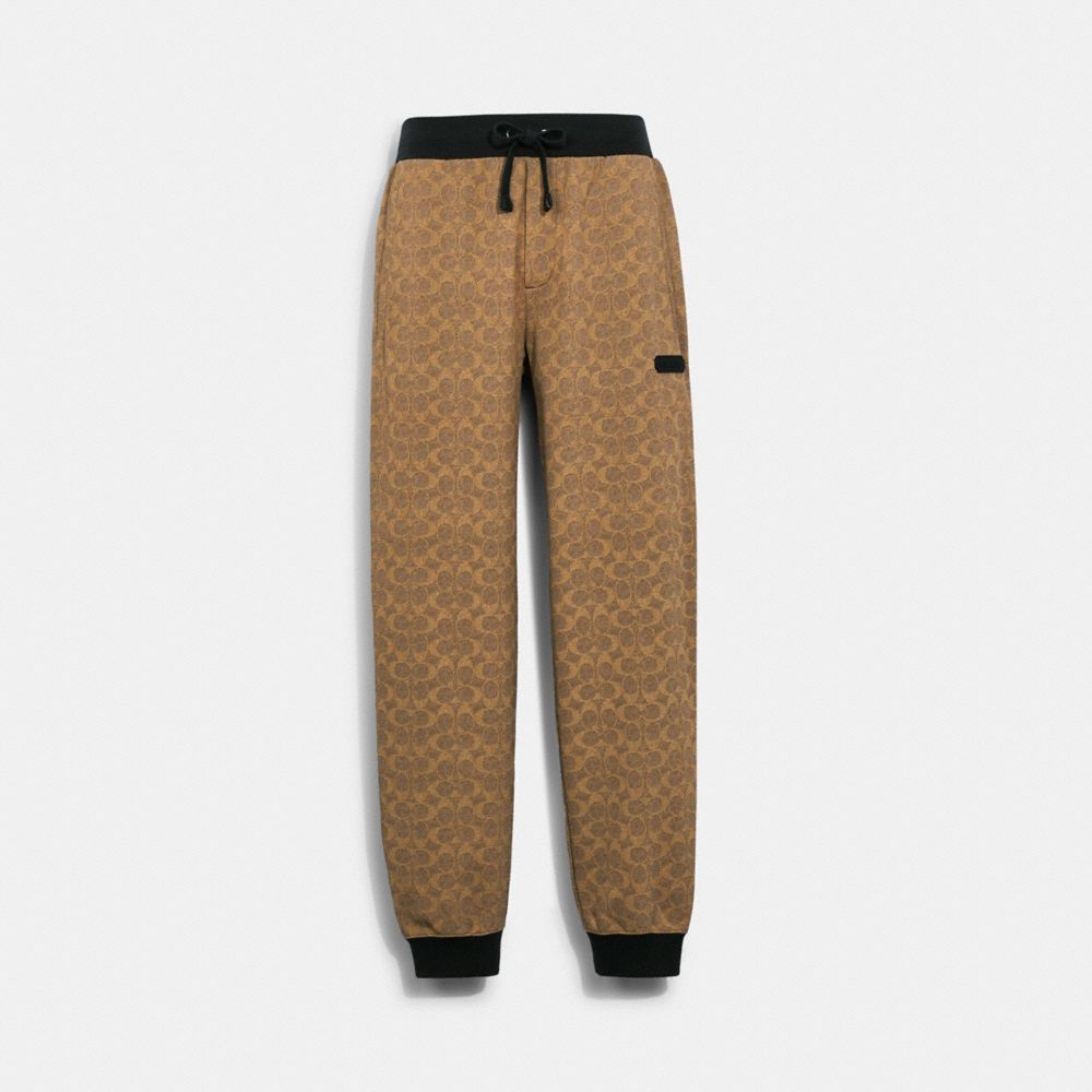 COACH®,Essential Joggers In Organic Cotton,Organic Cotton,Cotton,Jogger,Sweatpant,Drawstring,Casual,Beige,Front View