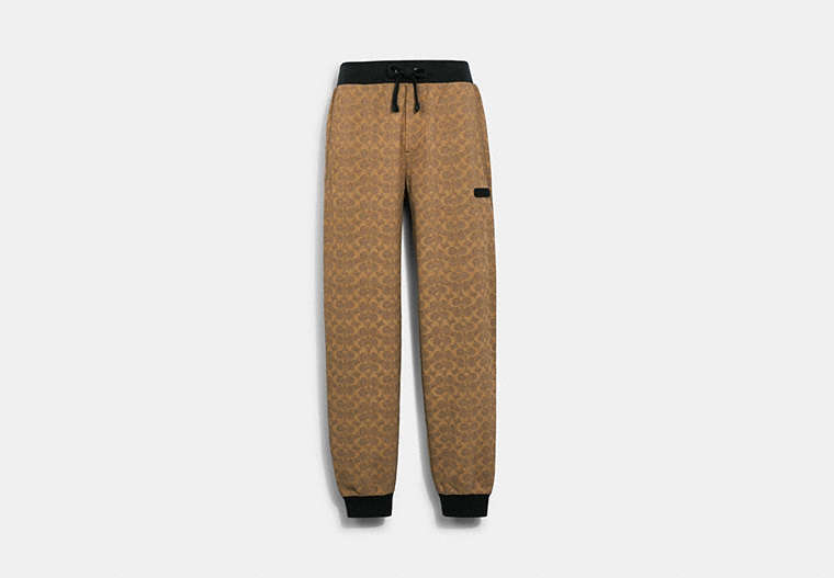 COACH®,ESSENTIAL JOGGERS IN ORGANIC COTTON,Organic Cotton,Tan Signature,Front View image number 0