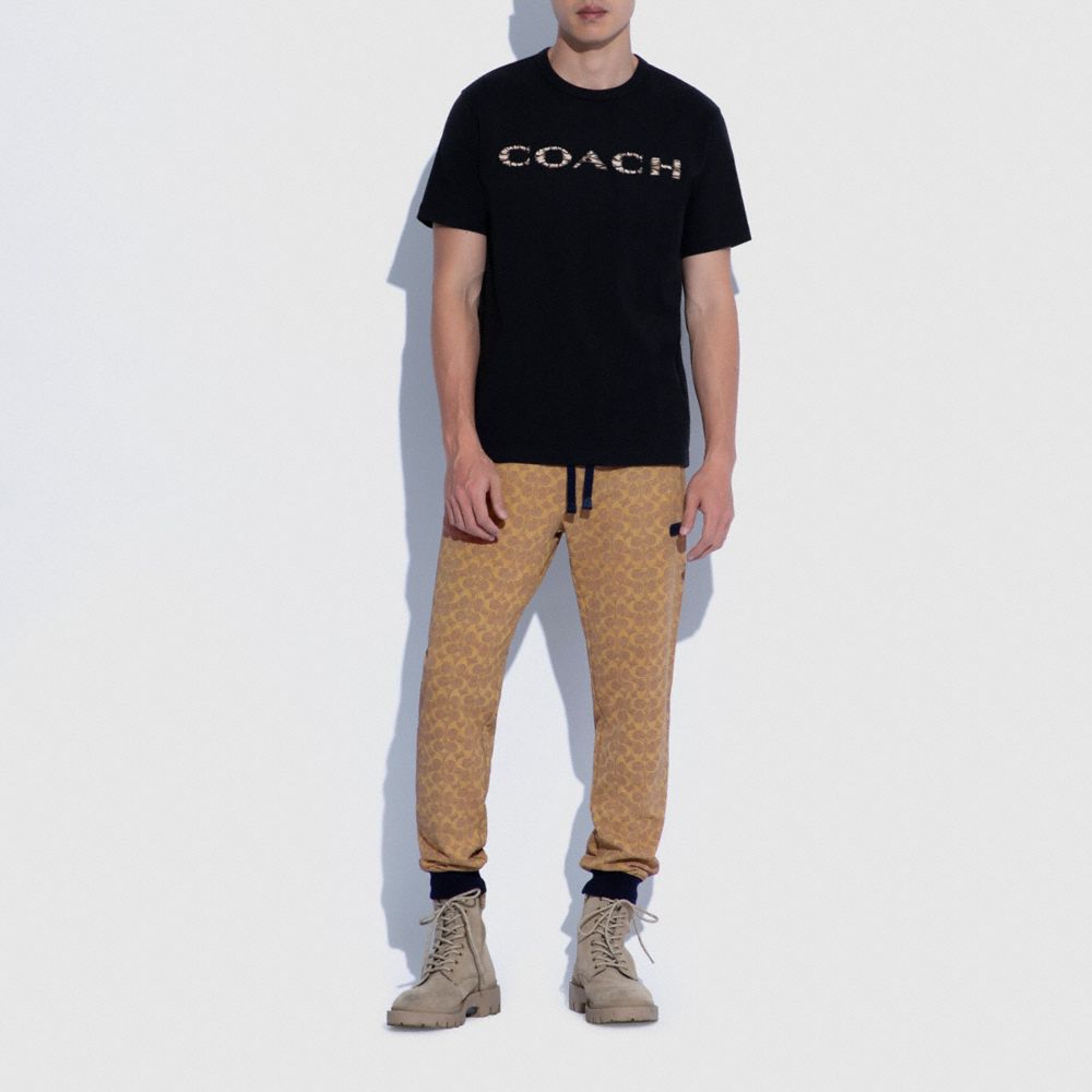 COACH®,Essential Joggers In Organic Cotton,Organic Cotton,Cotton,Jogger,Sweatpant,Drawstring,Casual,Beige,Scale View