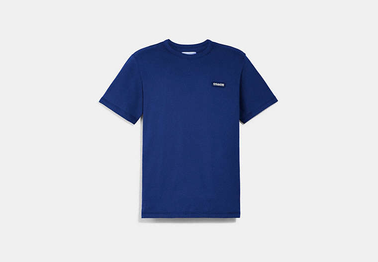 COACH®,ESSENTIAL T-SHIRT IN ORGANIC COTTON,Organic Cotton,Blue,Front View