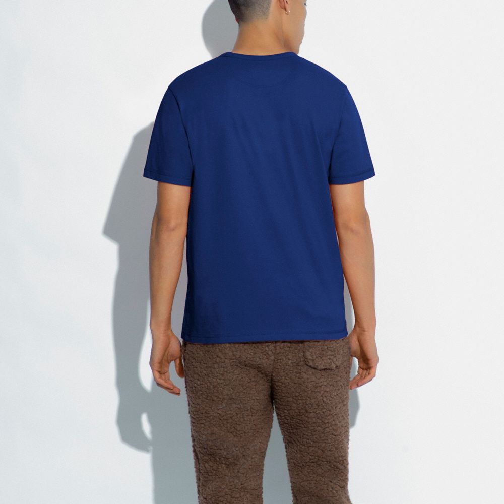 COACH®,ESSENTIAL T-SHIRT IN ORGANIC COTTON,Blue,Scale View