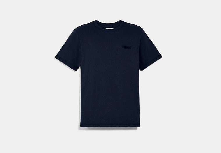 COACH®,ESSENTIAL T-SHIRT IN ORGANIC COTTON,Organic Cotton,NAVY,Front View
