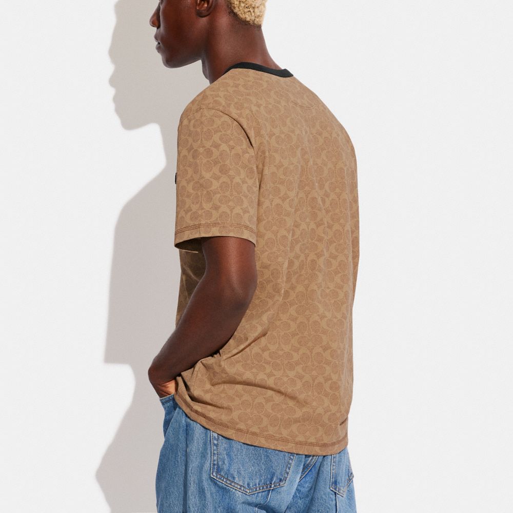 COACH®,ESSENTIAL T-SHIRT IN ORGANIC COTTON,Tan Signature,Scale View