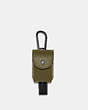 COACH®,HAND SANITIZER HOLDER,Pebbled Leather,Mini,Gunmetal/Cargo Green,Front View