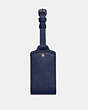 COACH®,LUGGAGE TAG,Pebbled Leather,Gunmetal/Cobalt,Front View