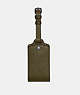 COACH®,LUGGAGE TAG,Pebbled Leather,Gunmetal/Cargo Green,Front View