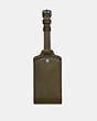 COACH®,LUGGAGE TAG,Pebbled Leather,Gunmetal/Cargo Green,Front View