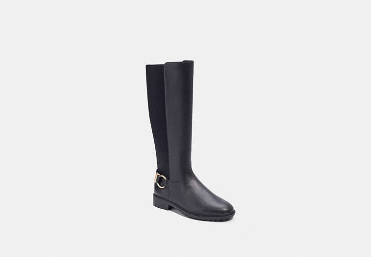 COACH®,FITZ RIDING BOOT,Leather,Black,Front View