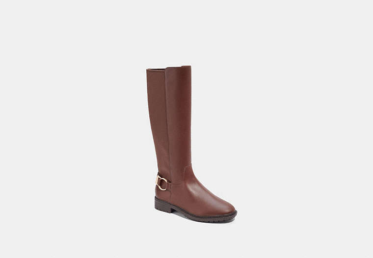 COACH®,FITZ RIDING BOOT,Leather,Walnut Brown,Front View