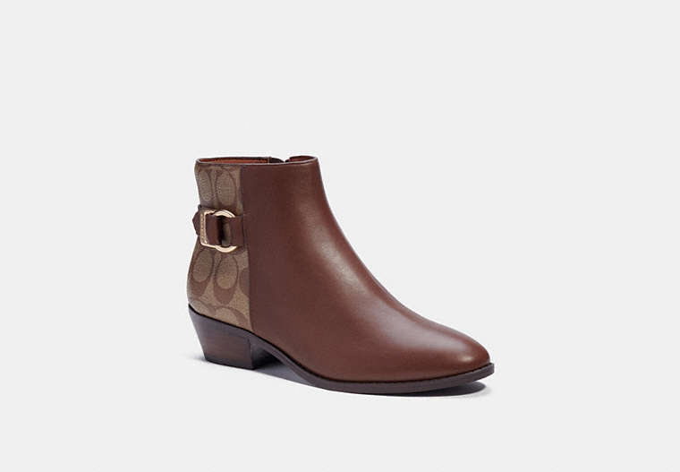 COACH®,DANY BOOTIE,mixedmaterial,Walnut Brown,Front View