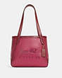 COACH®,TOTE 27 IN COLORBLOCK WITH HORSE AND CARRIAGE,Pebble Leather,Medium,Gold/Bright Violet Multi,Front View
