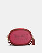 COACH®,CAMERA BAG IN COLORBLOCK WITH HORSE AND CARRIAGE,Pebble Leather,Small,Gold/Bright Violet Multi,Front View