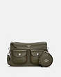 COACH®,PENNIE CROSSBODY WITH COIN CASE,Pebbled Leather,Medium,Silver/Surplus,Front View