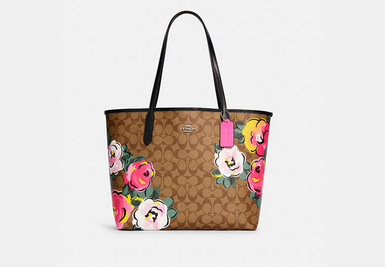 City Tote In Signature Canvas With Vintage Rose Print
