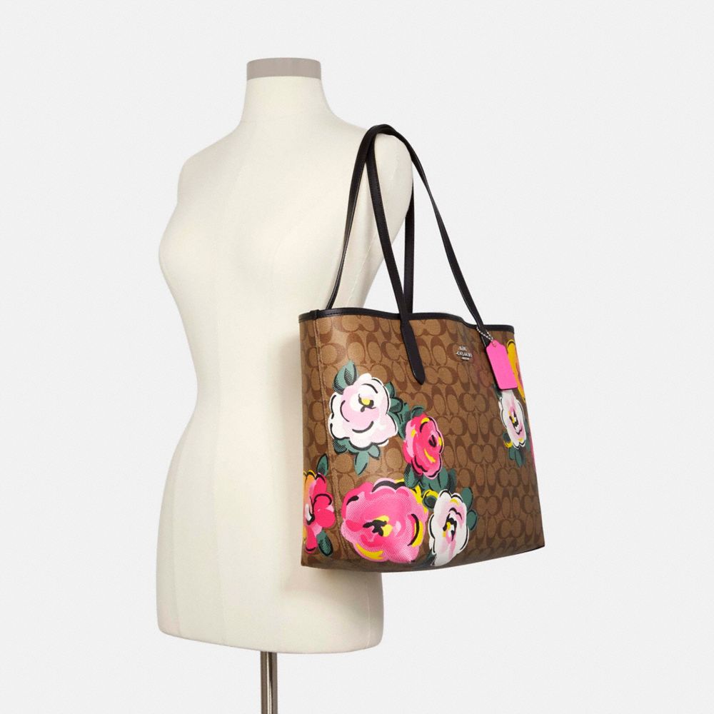 COACH REVERSIBLE CITY TOTE IN TEA ROSE FLORAL PRINT COATED CANVAS –  Pit-a-Pats.com