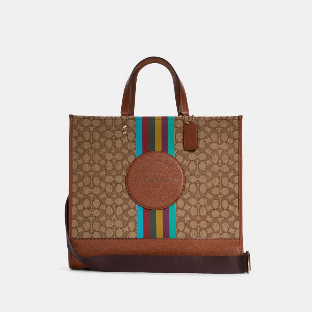 Dempsey Tote Bag 40 In Signature Jacquard With Stripe And Coach Patch