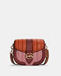 COACH®,GEORGIE SADDLE BAG WITH COLORBLOCK PUFFY QUILTING,Small,Gold/True Pink Multi,Front View