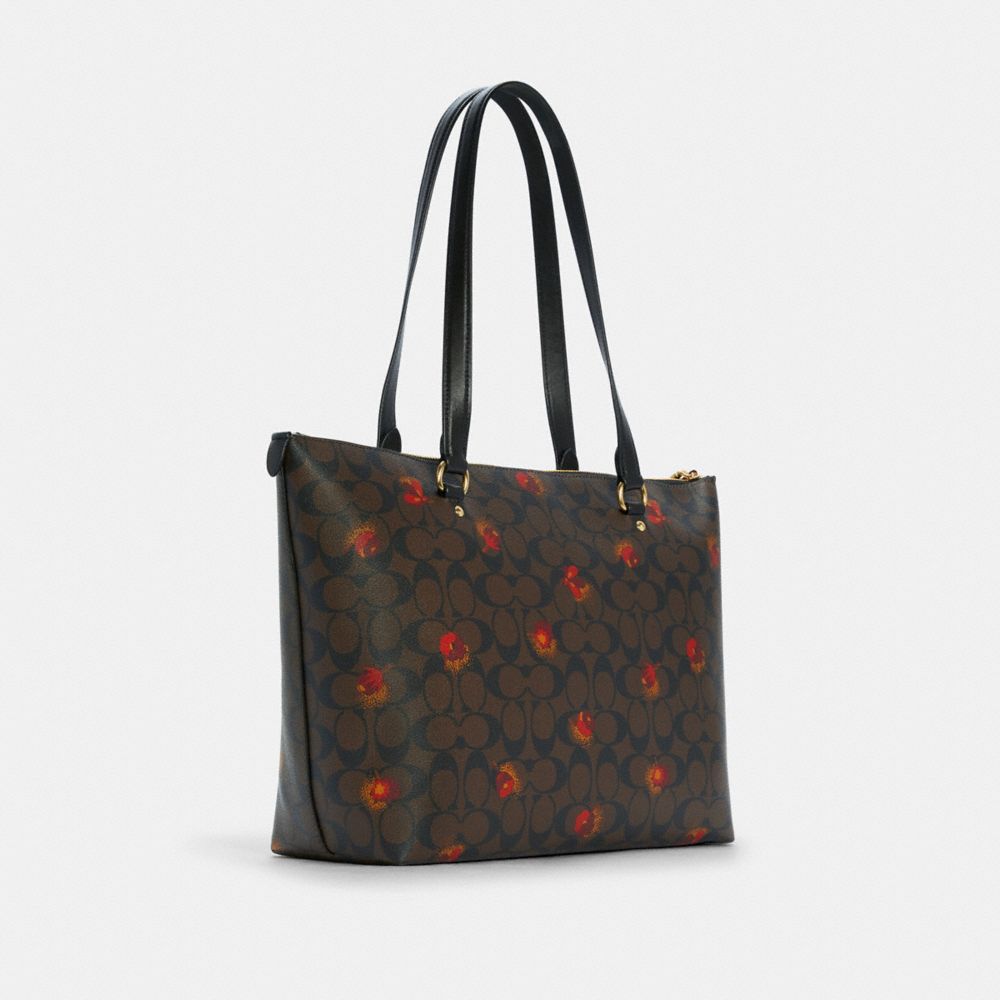 Gallery Tote In Signature Canvas With Pop Floral Print