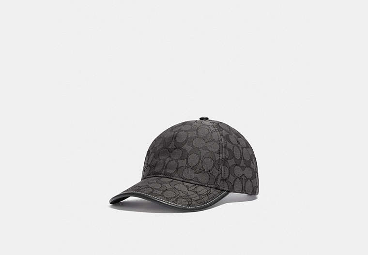 COACH®,SIGNATURE JACQUARD BASEBALL CAP,Cotton/Polyester,Black Signature,Front View