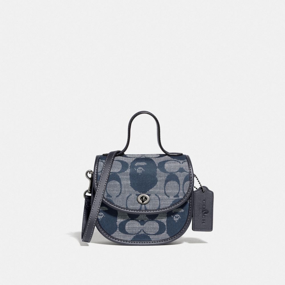 COACH®: Bape X Coach Mini Top Handle Saddle Bag In Signature Chambray