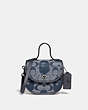 COACH®,BAPE X COACH MINI TOP HANDLE SADDLE BAG IN SIGNATURE CHAMBRAY,Jacquard,Mini,Pewter/Chambray,Front View
