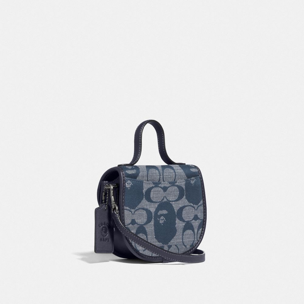 COACH®: Bape X Coach Mini Top Handle Saddle Bag In Signature Chambray