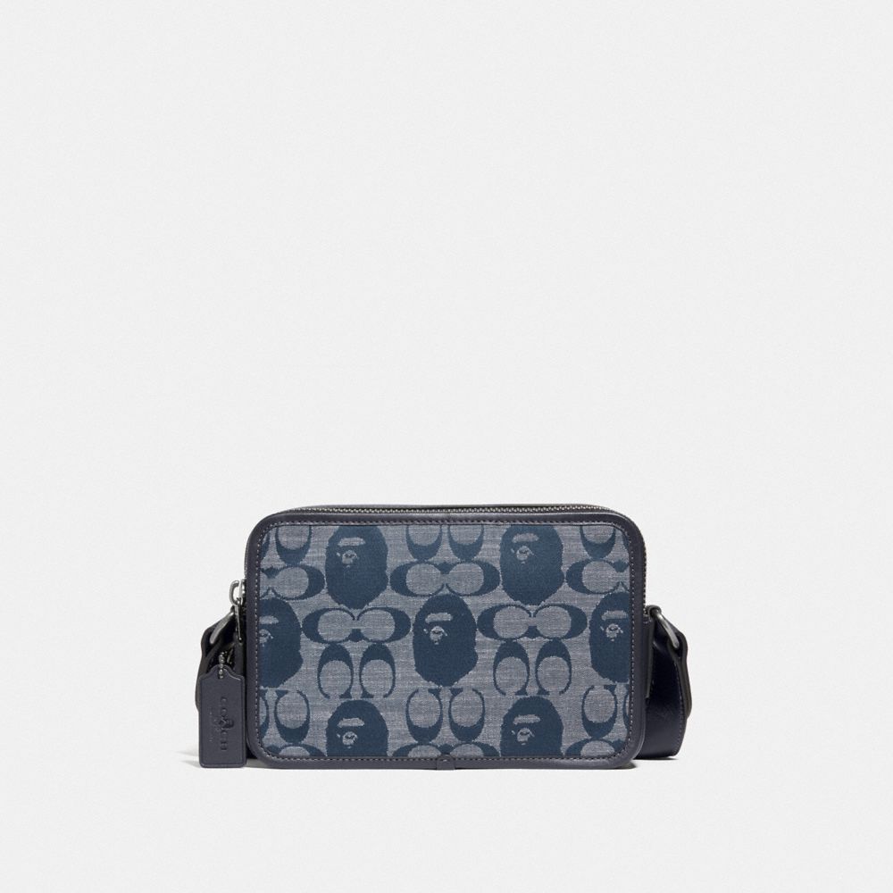 COACH®: Bape X Coach Box Crossbody In Signature Chambray