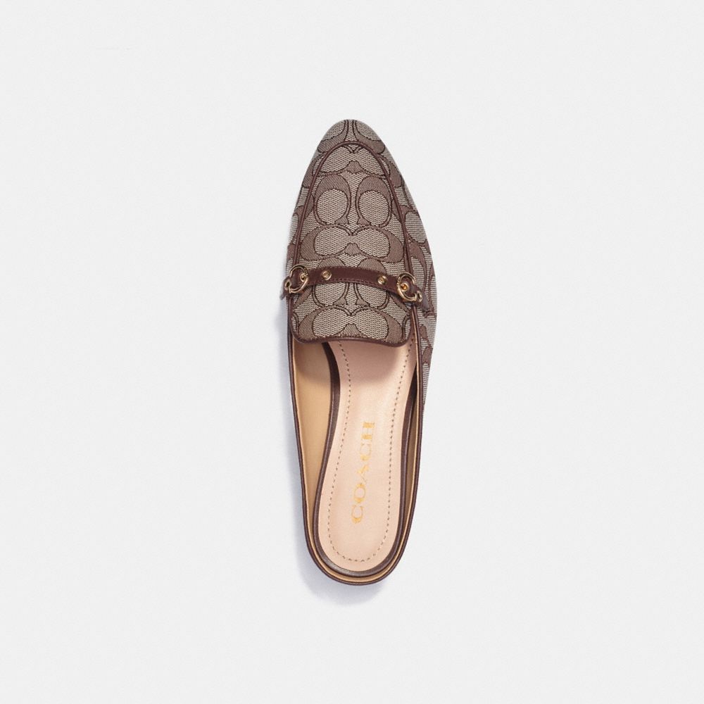 COACH®,IRENE MULE,Jacquard/Leather,Oak/Maple,Inside View,Top View