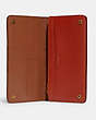 COACH®,SLIM WALLET IN SIGNATURE CANVAS,Signature Coated Canvas/Smooth Leather,Brass/Tan/Rust,Inside View,Top View