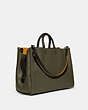 COACH®,ROGUE 39,Pebble Leather/Smooth Leather,X-Large,Pewter/Army Green,Angle View