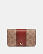 COACH®,SLIM CARD CASE IN SIGNATURE CANVAS,Signature Coated Canvas/Smooth Leather,Mini,Brass/Tan/Rust,Front View