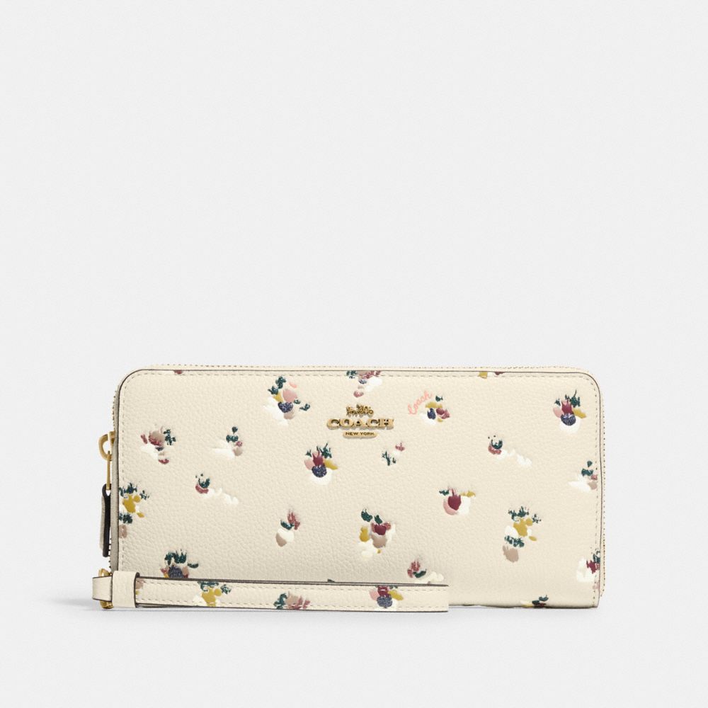 Continental Wallet With Paint Dab Floral Print