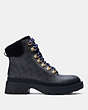 COACH®,JANEL BOOT,Signature Coated Canvas/Shearling,Charcoal,Angle View