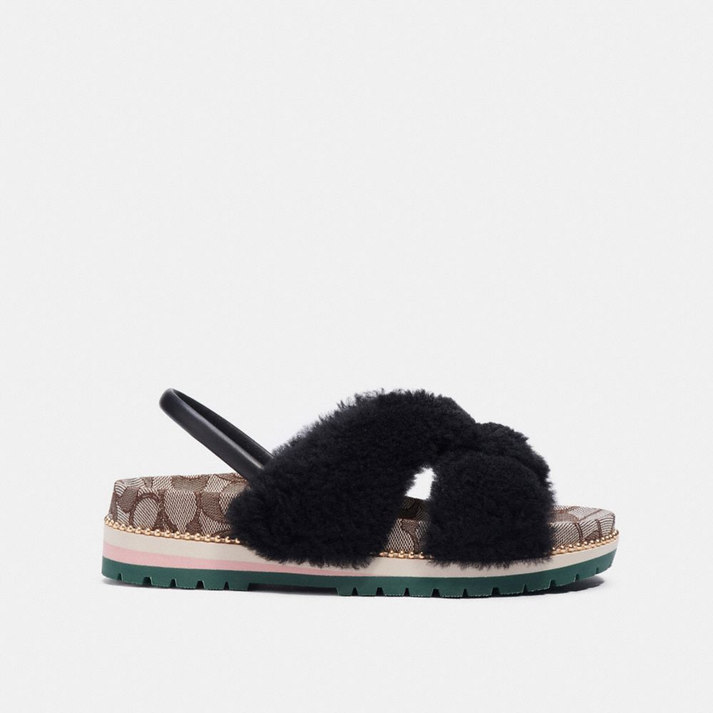 coach shearling sandals