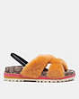 COACH®,TALLY SANDAL,Shearling/Leather,Butterscotch,Angle View