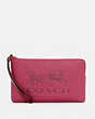 Large Corner Zip Wristlet In Colorblock With Horse And Carriage
