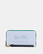 COACH®,LONG ZIP AROUND WALLET IN COLORBLOCK WITH HORSE AND CARRIAGE,Leather,Mini,Gold/Twilight Multi,Front View