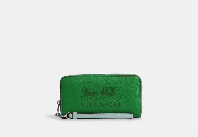 Long Zip Around Wallet In Colorblock With Horse And Carriage