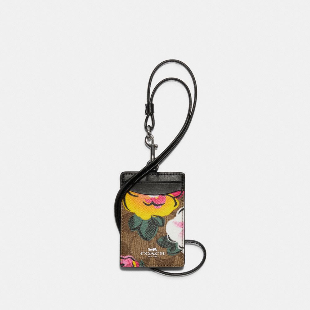 Id Lanyard En Toile Signature Avec Imprimé Rose Vintage