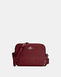 COACH®,MINI CAMERA BAG IN SIGNATURE LEATHER,Leather,Mini,Gold/Cherry,Front View