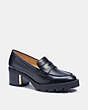 COACH®,CORA LOAFER PUMP,Leather,Black,Front View