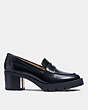COACH®,CORA LOAFER PUMP,Leather,Black,Angle View