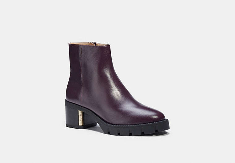 COACH®,CHRISSY BOOTIE,Leather,Deep Eggplant,Front View