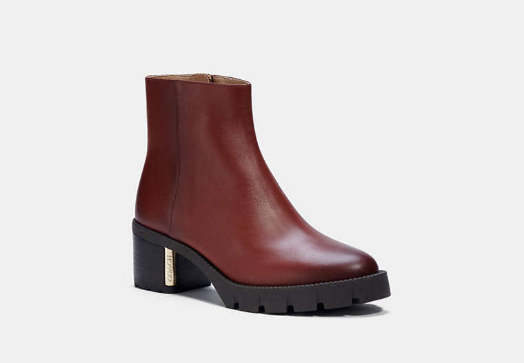 COACH®,CHRISSY BOOTIE,Leather,Red Mocha,Front View