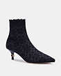 COACH®,JEWEL BOOTIE,Fabric,Black,Front View